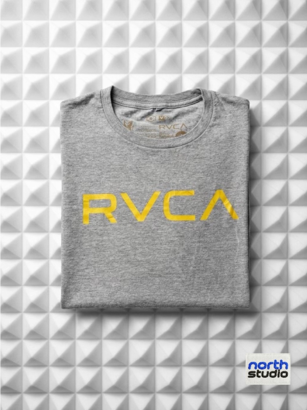 RVCA Grey T-Shirt with Yellow Logo